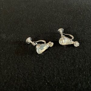 Teardrop Clear Rhinestone Screw-Back Earrings